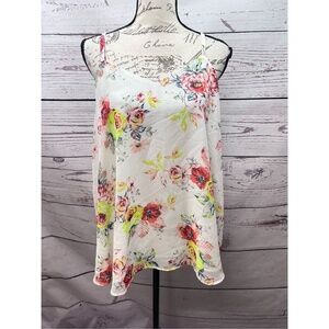 Torrid 00 (medium) NWT spaghetti strap white tank top with flowers and white lin
